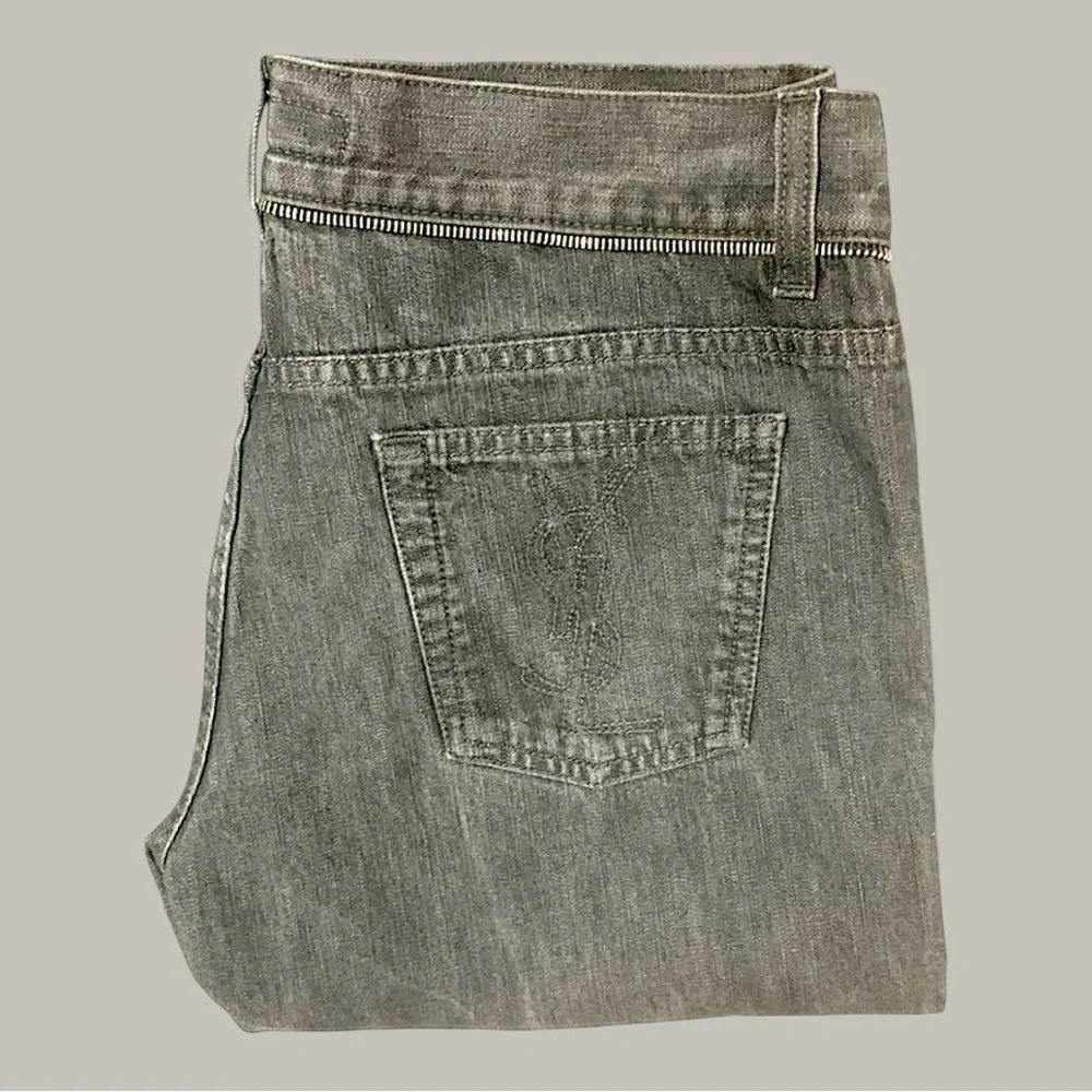 Saint Laurent / Rive Gauche Faded Black Denim Jeans with YSL logo - Picture 8 of 11